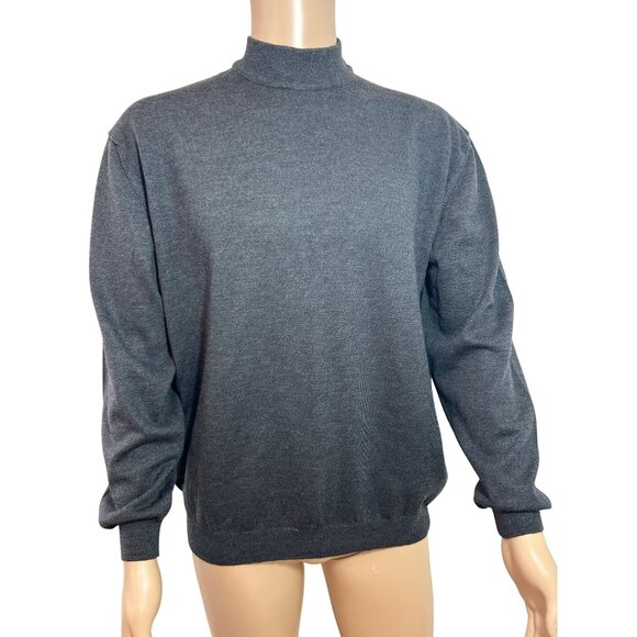 Principe Men’s Pullover Turtleneck Sweater L Grey Wool Long Sleeve Vtg  Italy - Picture 1 of 10